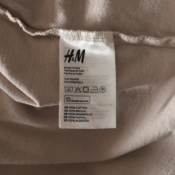 H&M Women's XL Cream Basic 100% Cotton Relaxed Fit Crewneck Short Sleeve T-Shirt - Picture 9 of 10